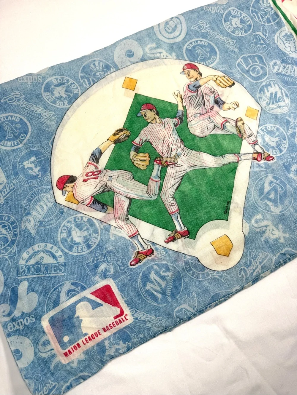 VINTAGE THE BIBB COMPANY MLB LogosBaseball Pillowcase 1994 Made In USA 90s Retro